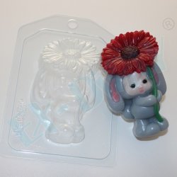Зайка-малыш с цветком пластиковая форма